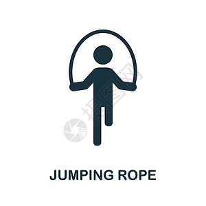 女性拳击运动员跳绳图标 健身房系列中的单色标志 用于网页设计信息图表和铁道部的创意跳绳图标插图设计图片