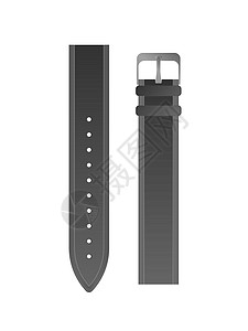 手表皮带男士手表的黑色表带 皮革表带矢量 孤立插画