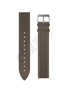 手表皮带男士手表的棕色表带 皮革表带矢量 孤立插画