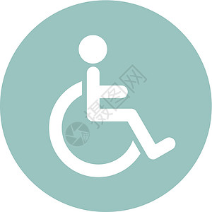 轮椅平面图标 医学载体帮助徽章车轮圆形医院法律人士交通椅子令牌背景图片