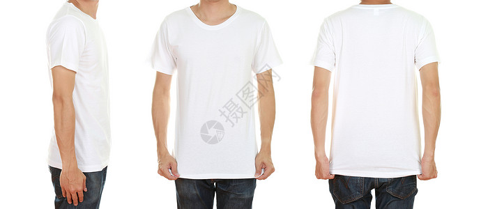 男人T恤男子用空白T恤衫棉布广告身体青少年男生工作室成人男人白色男性背景