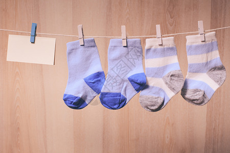 可爱卡能袜子男婴婴儿袜衣绳衣服空白派对袜子蓝色男生问候语迎婴淋浴背景
