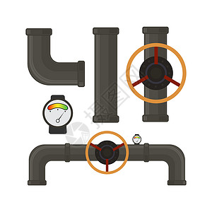 铜芯水管配件向量集的管道系统零件 塑料管漏阀 工业技术 孤立插画