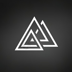 三重豪礼公司标志的创意三位一体未来主义三重三角形符号设计 企业技术几何身份概念 在黑色背景上孤立的股票矢量图设计图片