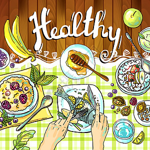 蜂蜜水果健康食品食物浆果盘子饮食刻字蔬菜收成谷物香蕉服务设计图片
