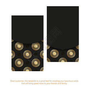 职场女性递名片展示名片金希腊装饰金色的黑商名片插画