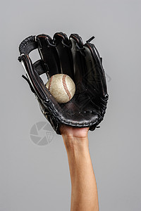 赶上棒球赛白色本垒投手闲暇牛皮皮革联盟竞赛织带手套高清图片