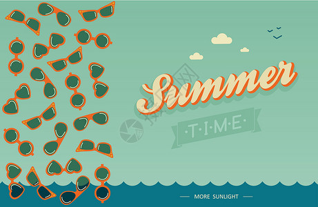 夏季卡时间太阳镜包装标签闲暇乐趣海报问候太阳明信片背景图片