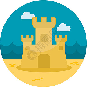 海滩图标沙沙城堡平板图标设计图片