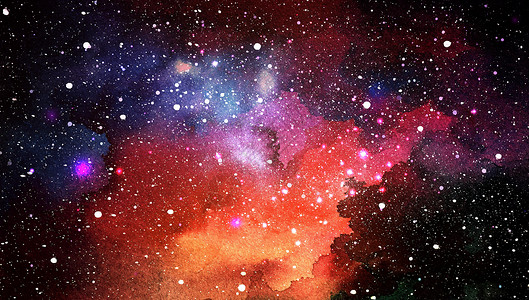 矢量宇宙插画 美丽多彩的空间背景 水彩宇宙星光星空星系魔法艺术世界天文学插图行星星云背景图片