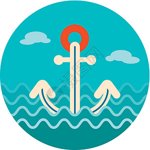 Anchor图标 夏季 海军陆战队航海海滩金属安全插图假期海浪背景图片