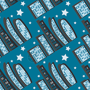 模式  程式化的夜城  图形 大都市现代建筑 设计元素丝带正方形纺织品笔记本盖子包装城市建筑学网站特大城市高清图片素材