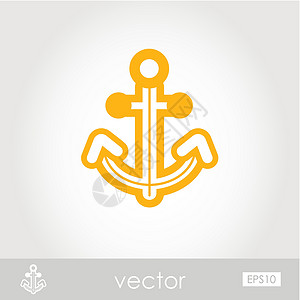 Anchor 大纲图标安全海军插图海滩航海假期海浪金属背景图片