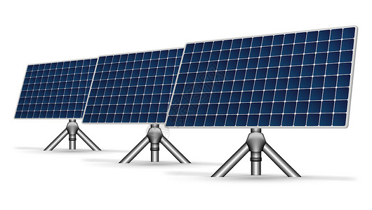 太阳能电池板正面图白色隔离的简单太阳能电池板技术发电机资源回收活力环境金融蓝色创新电气插画