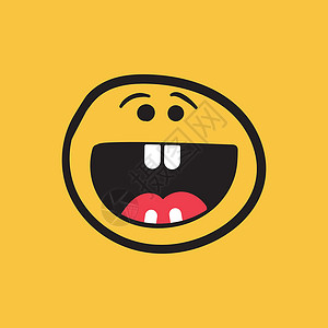 笑与哭简单的微笑与舌头矢量图标 橙色背景下的手绘面部涂鸦插图身份橙子标签航海眼睛网站标识营销公司演讲设计图片