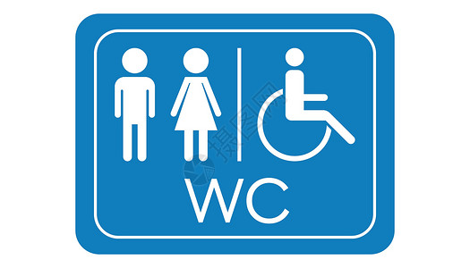 WC 厕所矢量图标 男人和女人在蓝板上签到洗手间女孩民众绅士女士女性插图休息性别卫生间婴儿背景图片
