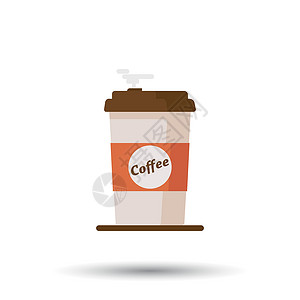 咖啡杯图标 带白色背景上的文本咖啡 它制作图案平面矢量店铺收藏巧克力咖啡店拿铁插图杯子背景图片
