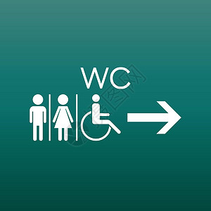 WCtoilet 平面矢量图标 男人和女人在绿色背景下签到洗手间绅士们标签塑料女士女孩酒店卫生间女性浴室性别背景图片