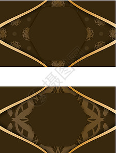 棕色名片棕色的名片模板 印有贵品牌的古金模式横幅边界身份公司金子装饰品奢华漩涡标签艺术插画