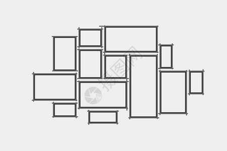 黑帧的集合 图片框矢量边界画廊正方形白色海报框架黑色空白木板长方形背景图片