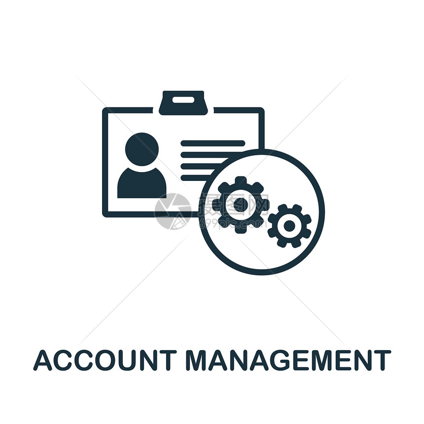 帐户管理图标 公司管理收藏中的单色标志 用于网页设计信息图表和 mor 的创意帐户管理图标说明