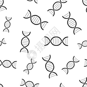 Dna 无缝图案背景 商业平面矢量图 医学分子标志符号模式曲线克隆染色体网络生物学生活科学遗传药品插图背景图片