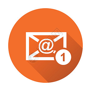电子邮件信封消息 圆形橙色背景上平面样式的矢量插图背景图片