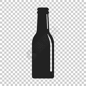 平面样式的啤酒瓶图标 孤立透明背景上的酒精瓶插图 啤酒伏特加酒概念背景图片