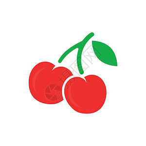 红色樱桃樱桃浆果矢量图标 在孤立的白色背景上的樱桃插图 甜樱桃健康食品插画