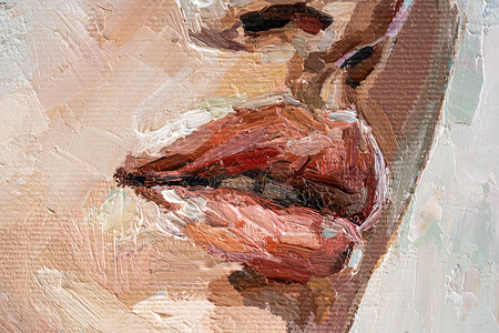 红色嘴唇的年轻美少女肖像被撕成碎片帆布女士蓝色绘画女性笔触调色奶油女孩赭石背景图片