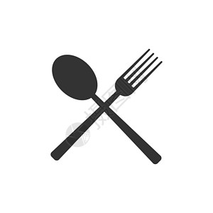 勺叉烹饪图标 叉勺符号 平面设计 矢量图解插画