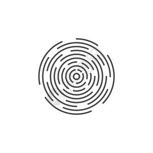 圆形迷宫识别符号 指纹图标 矢量插图 平面设计螺旋解决方案安全圆形拇指线圈驱虫剂圆圈身份技术插画