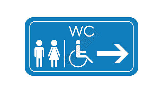 男人女人图标WC 厕所矢量图标 男人和女人在蓝板上签到洗手间卫生酒店民众标准女孩休息女士浴室飞机场指示牌插画
