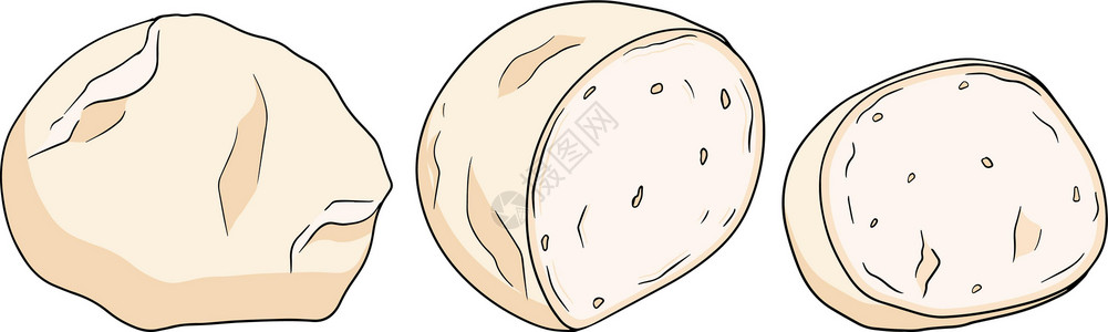 马苏里拉芝士马苏里拉奶酪球切片和碎片 手绘彩色素描风格的传统意大利奶酪 新鲜的软奶酪 矢量图盘子营养餐厅早餐食物布拉塔菜单午餐水牛草图插画