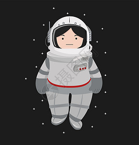富氧空间空间中的太空人头盔小女孩插画