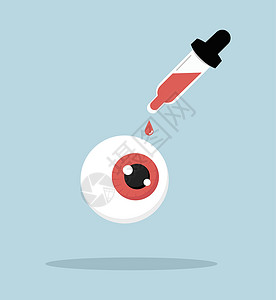 眼皮人类红色眼球的药物滴落设计图片
