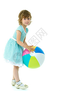小女孩在玩球 小姑娘在玩球闲暇活动女孩快乐粉色运动蓝色白色微笑游戏背景图片