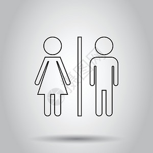 WCtoilet 线矢量图标 男人和女人在白色背景下签到洗手间标签卫生间女士男生女性酒店卫生男性插图标准背景图片