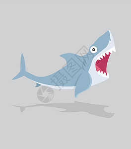 大白鲨张开嘴插画
