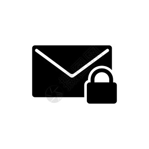 信件和信封图标安全信件锁保护邮件 平面矢量图标说明 白色背景上的简单黑色符号 用于 web 和移动 UI 元素的安全字母邮件签名设计模板设计图片