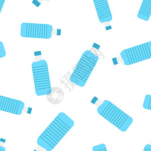 塑料矿泉水瓶矿泉水瓶图标无缝图案背景 塑料汽水瓶矢量图 液态水符号图案运动白色饮料食物饮食矿物生态回收标签液体插画