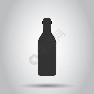 平面样式的酒瓶图标 白色背景上的酒精瓶插图 啤酒伏特加酒概念背景图片