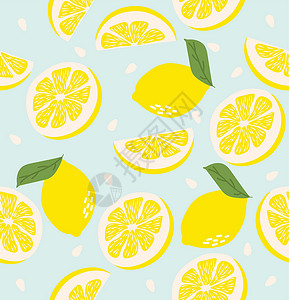 新鲜白柚子新鲜柠檬 无缝本底设计图片
