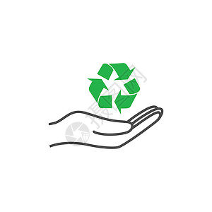 回收标识手举起回收图标 矢量插图 平板设计生态环境标识垃圾商业清洁工全球材料标志黑色设计图片