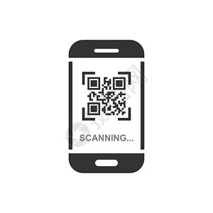 二维码样式Qr 代码扫描平面样式的电话图标 在白色孤立背景上的智能手机矢量插图中的扫描仪 条码经营理念设计图片