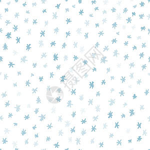 孤立在白色背景上的雪无缝模式 叠加透明纹理元素 手绘墨水画笔图形设计 自然冬季或秋季天气背景 平蓝色它制作图案薄片卡通片星星插图背景图片