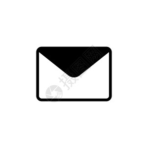地址标志信封消息 平面矢量图标说明 白色背景上的简单黑色符号 用于 web 和移动 UI 元素的信封消息标志设计模板设计图片