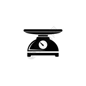 厨房秤重量测量工具 平面矢量图标说明 白色背景上的简单黑色符号 用于 web 和移动 UI 元素的厨房秤重量测量标志设计模板背景图片
