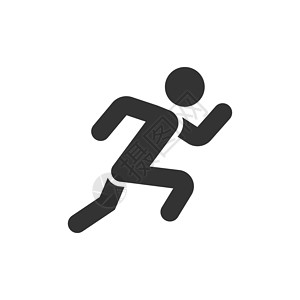 霍尔滑雪跳转以平面样式运行人物图标 在孤立的白色背景上跳转矢量图解 健身经营理念男性竞赛运动员闲暇赛跑者运动短跑训练商业活动设计图片