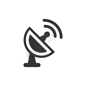 白色信号电话机平面样式的卫星天线塔图标 在孤立的白色背景上广播矢量图 雷达经营理念传播车站技术收音机互联网中风电视插图盘子网站插画